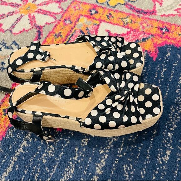 EUC Zara Platform Polka Dot Espadrille Wedges 7.5 - Picture 8 of 10